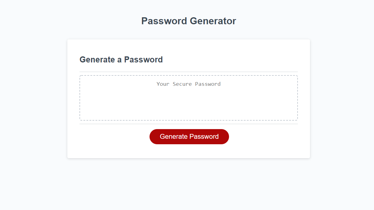 screenshot of passsword generator